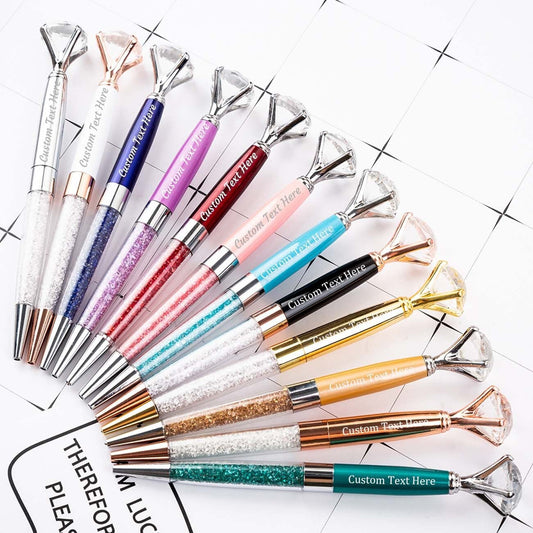 Personalized Diamond Pens Custom Engraved, Crystal Metal Ballpoint Pens