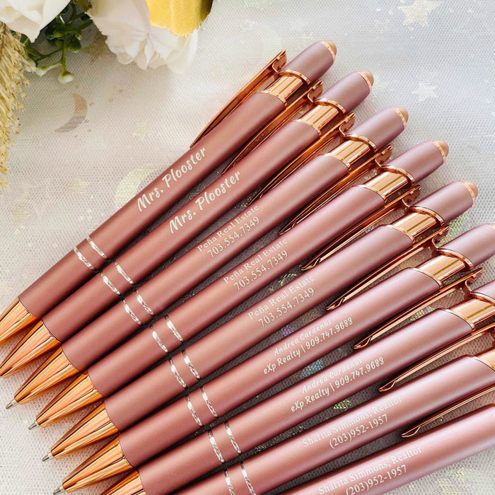 Personalized Rose Gold Business Pens Custom Engraved Text