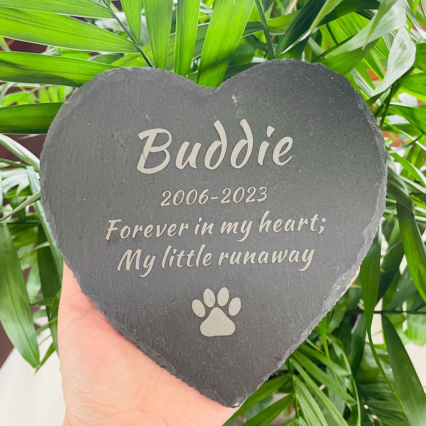 Custom Heart Shape Pet Memorial Stone, Personalized Engrave Dog Cat Memorial Plaque