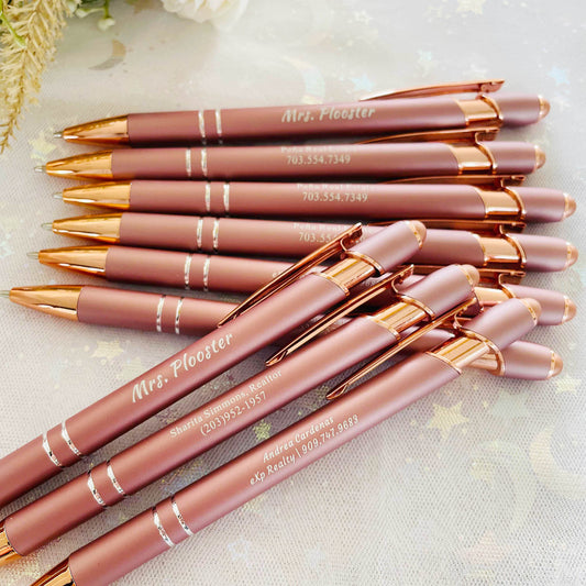 Personalized Rose Gold Business Pens Custom Engraved Text