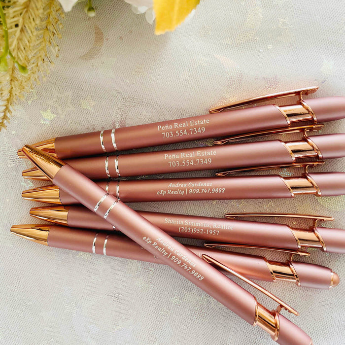Personalized Rose Gold Business Pens Custom Engraved Text