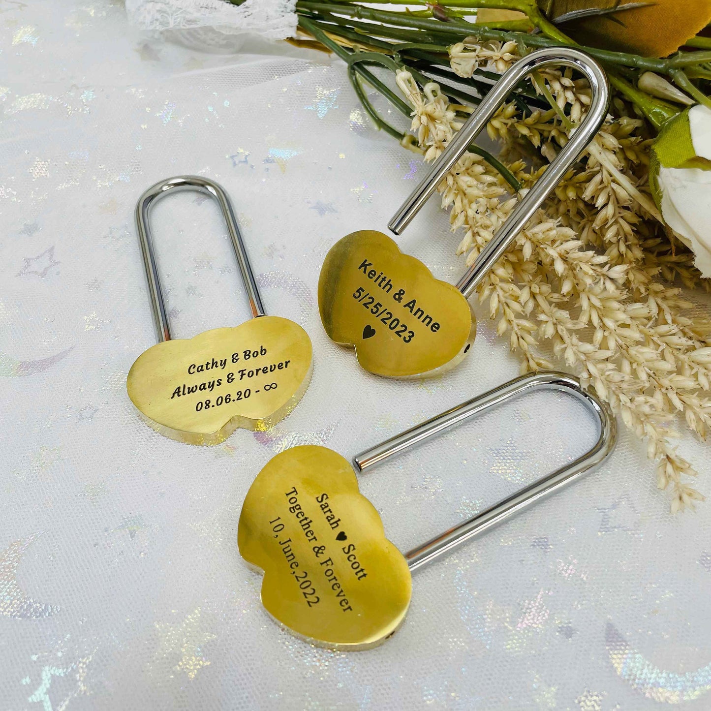 Personalized Double Heart Padlock, Custom Brass Love Padlock