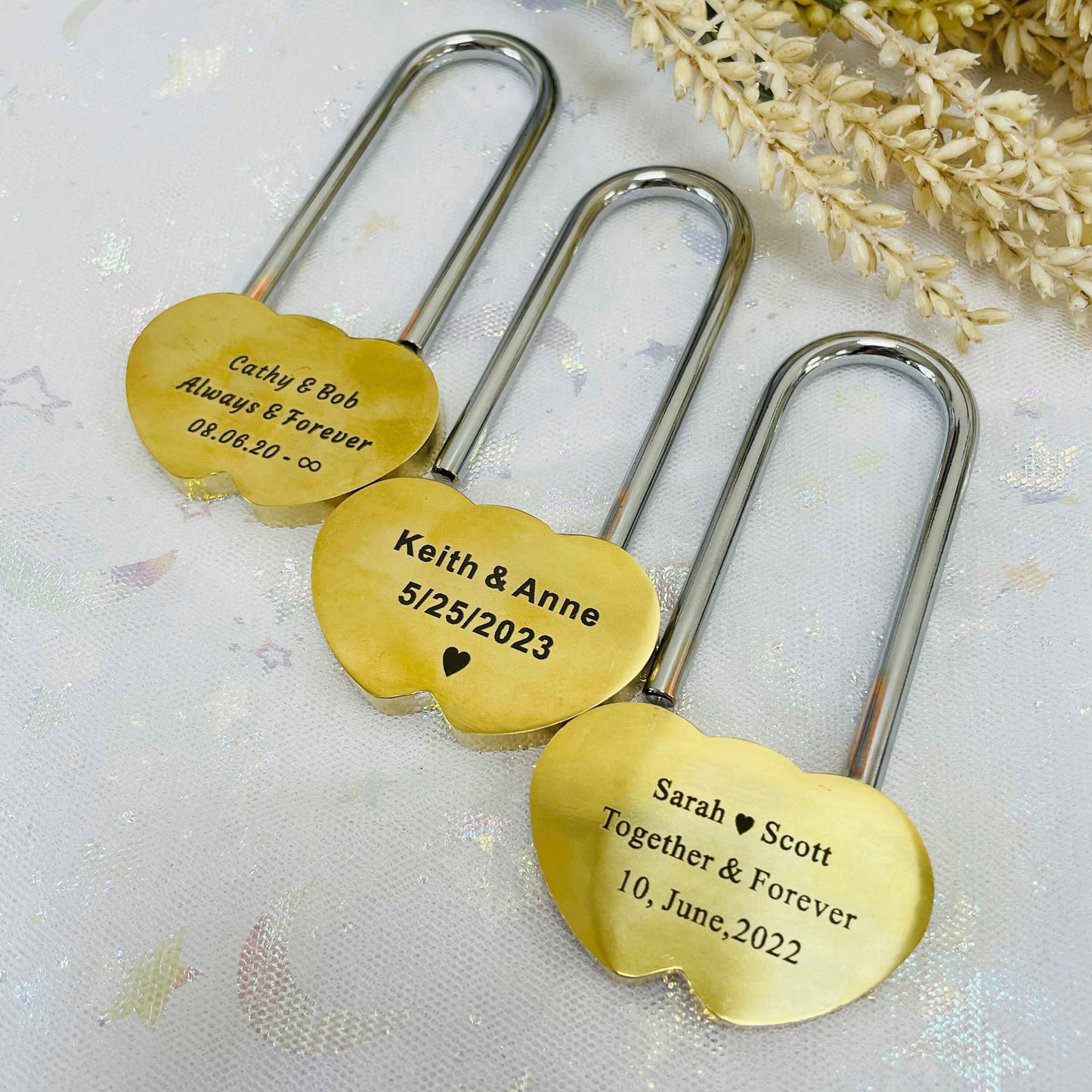 Personalized Double Heart Padlock, Custom Brass Love Padlock