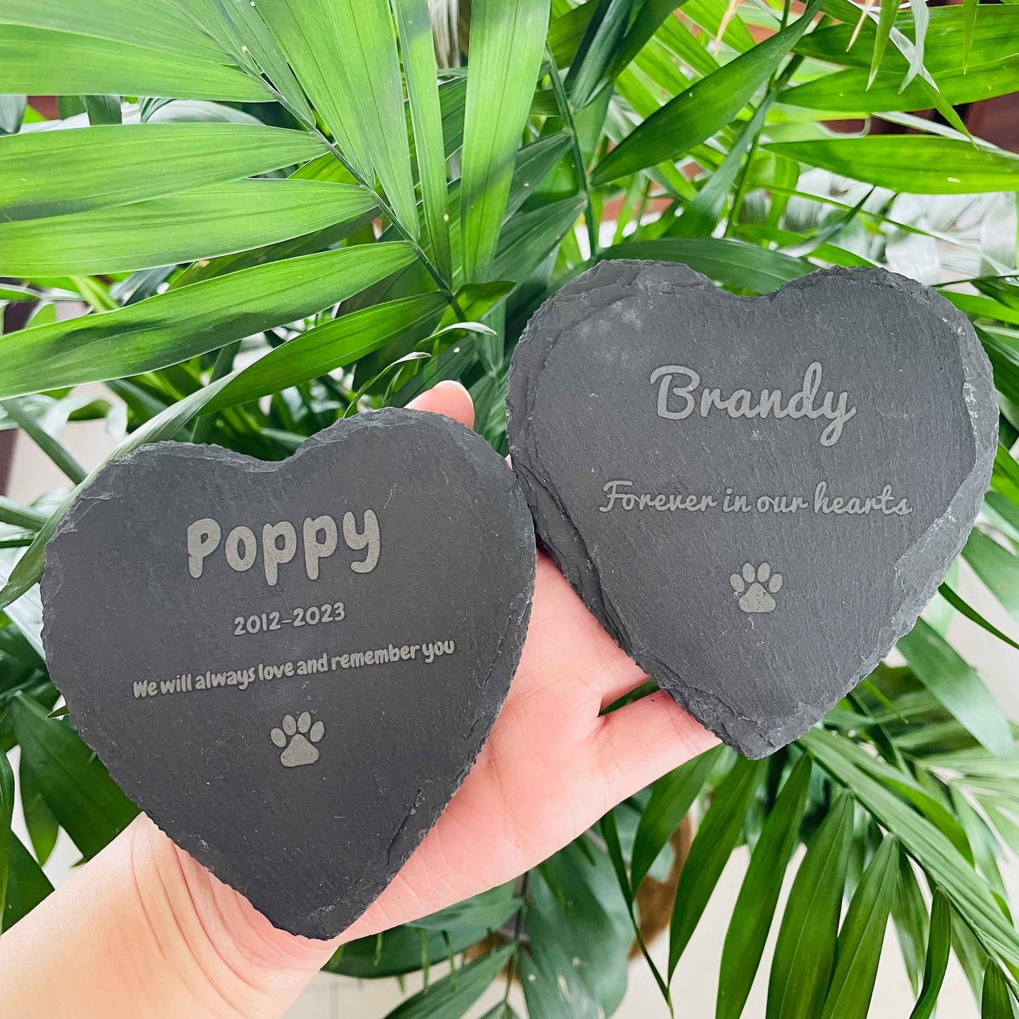 Custom Heart Shape Pet Memorial Stone, Personalized Engrave Dog Cat Memorial Plaque