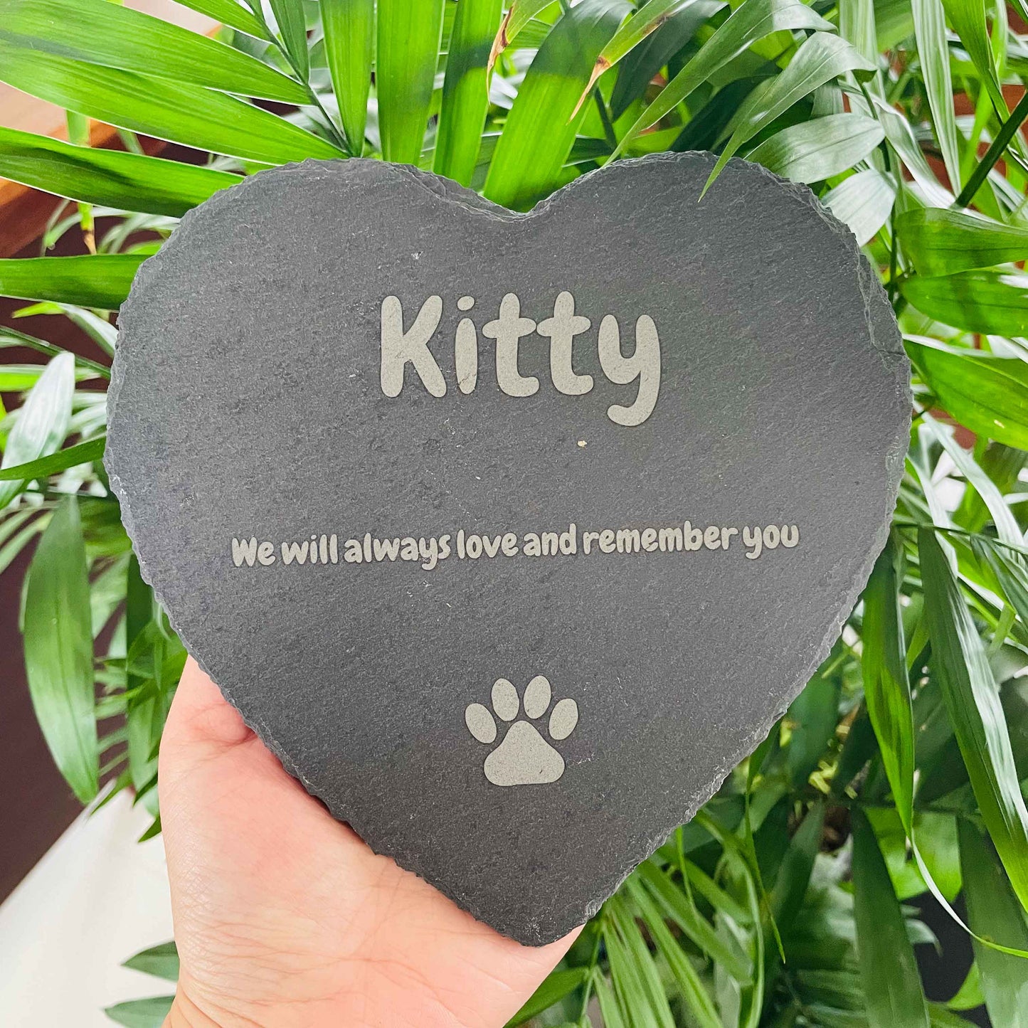 Pet Grave Stone, Engraved Heart Rock with Pets Name, Pet Loss Gift