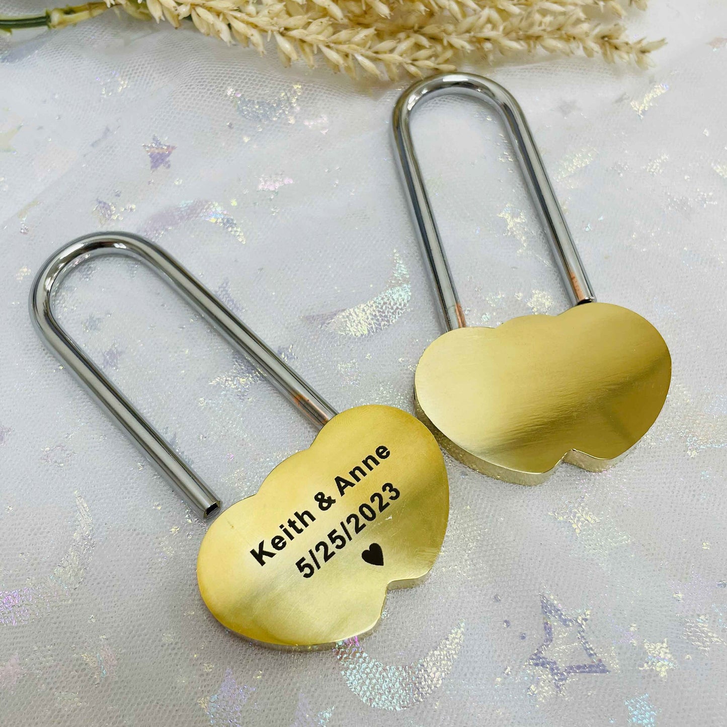 Personalized Double Heart Padlock, Custom Brass Love Padlock