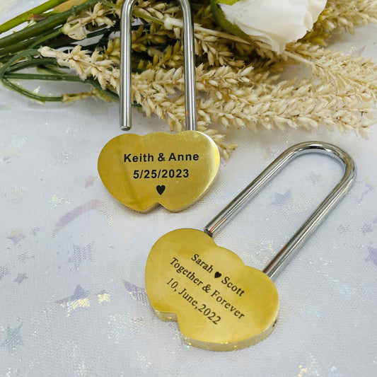 Personalized Double Heart Padlock, Custom Brass Love Padlock