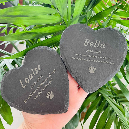 Custom Heart Shape Pet Memorial Stone, Personalized Engrave Dog Cat Memorial Plaque