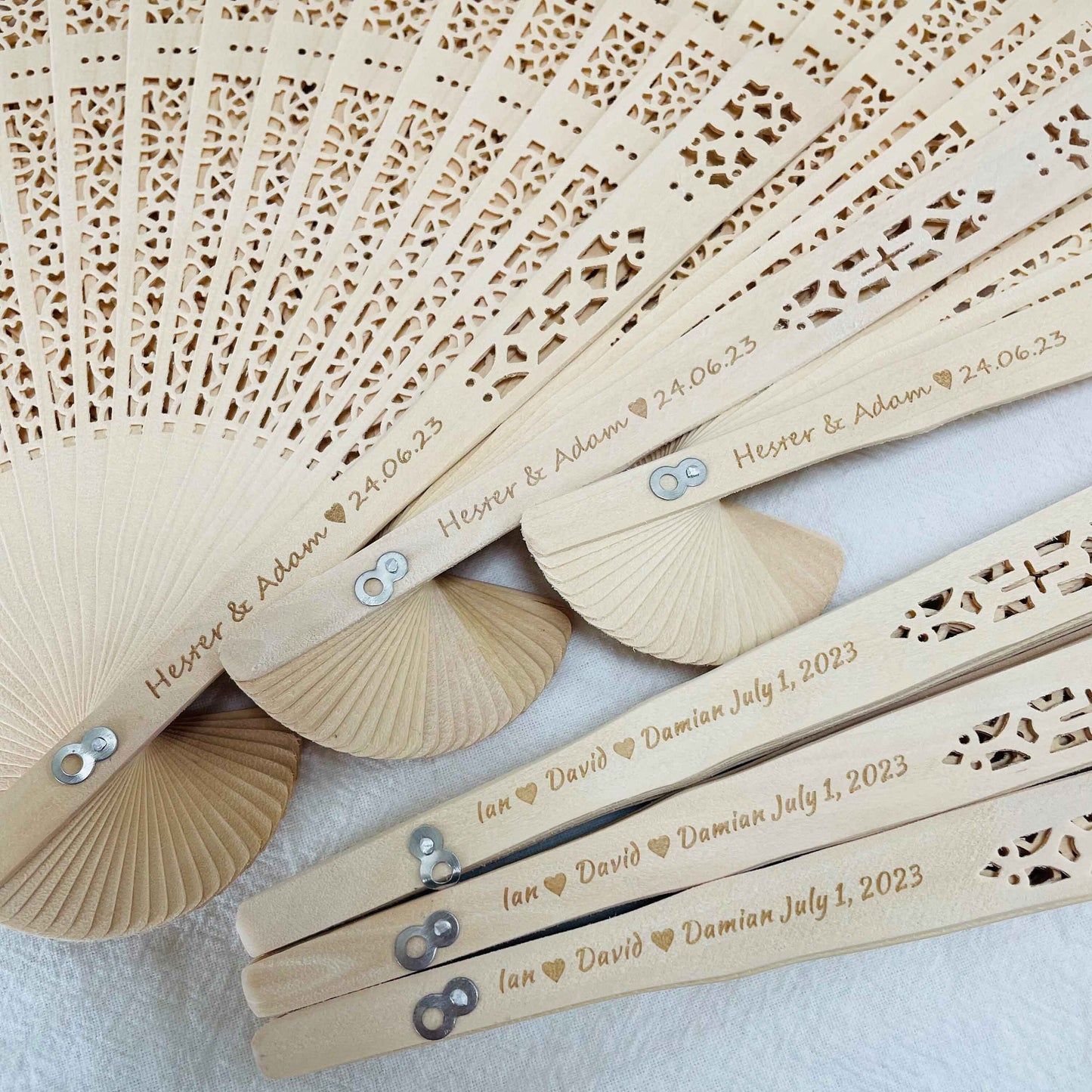 wood wedding fans