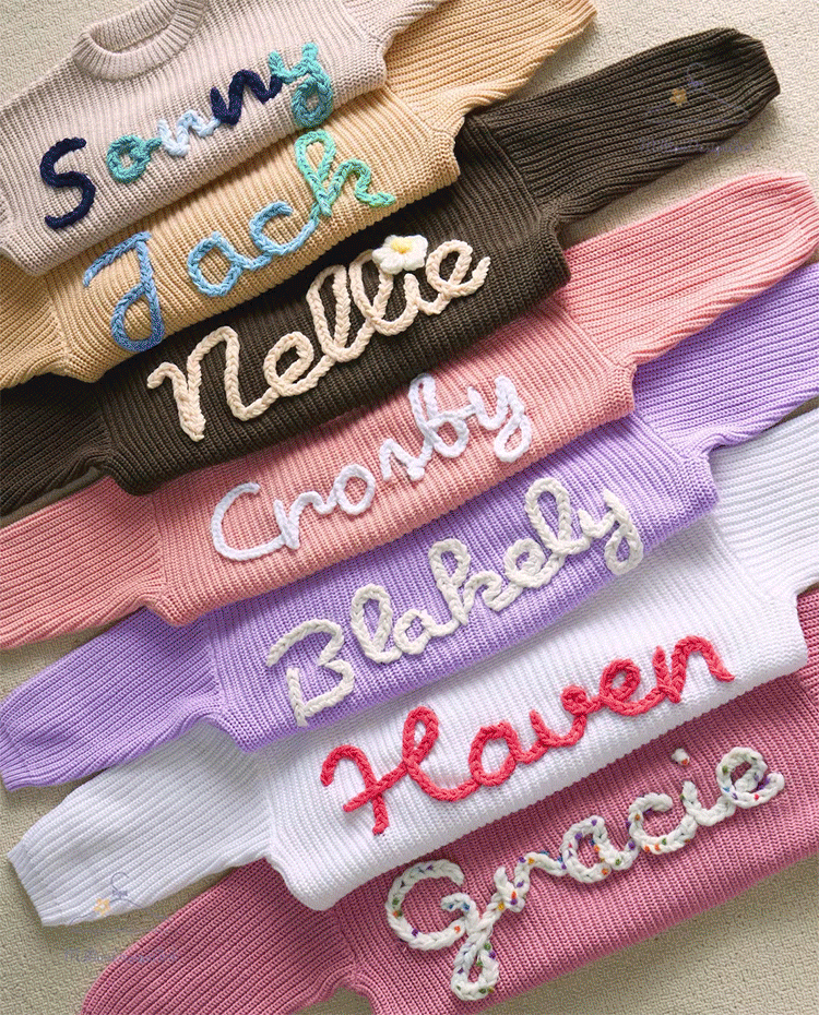 Personalized Hand embroidered Name Baby Sweater,Custome Baby Name Sweater,Pink Baby Girls Sweater With Name,Birthday Gift For Baby Girls Boy