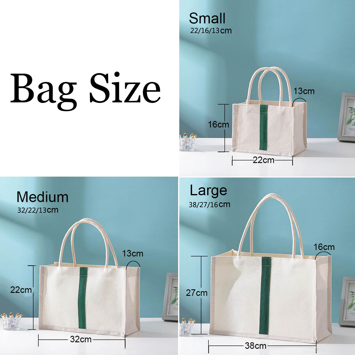 Personalized White Canvas Bags with Green Stripe,  Custom Tote Bag Bridesmaid Gift with Name, Girls Trip Gifts Beach Bag, Bachelorette Party Wedding Favors